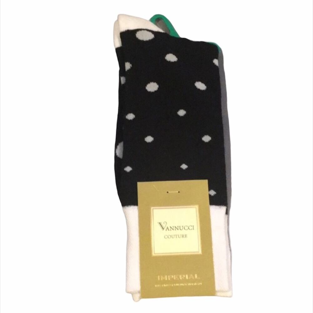 Vannucci Polka Dot Socks, Black, Gray, White